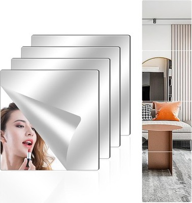 4 Pa Acrylic Mirror Tiles, 8 x8 Unbreakable Wall Mirror Full Length,