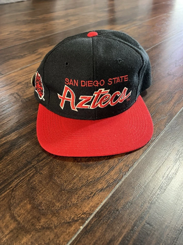 Vintage Sports Specialties San Diego State Aztecs Wool Black Script SnapBack Hat - Image 4 of 4