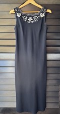 Dress Barn Black Sleeveless Dress Embroidered Neckline Floral Size 6 Lined