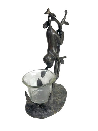 Vintage Brass Monkey Swinging On Tree Branch Candle Holder Home Decor - Picture 6 of 8