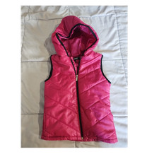 DKNY Girls Pink Hooded Full Zip Quilted Puffer Vest, Size 6X