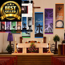 6 Pcs Easter Church Banners for Sanctuary 2 ft x 6 ft, as shown in the figure