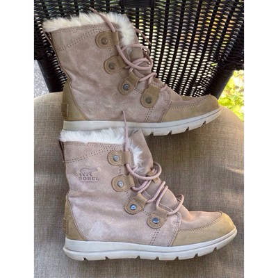 Sorel Suede And Faux Fur Trim Winter Boots Size 9