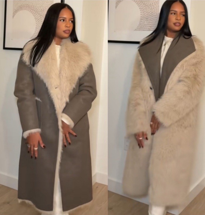 ZARA REVERSIBLE FAUX FUR DOUBLE-FACED LONG COAT  thumbnail 4