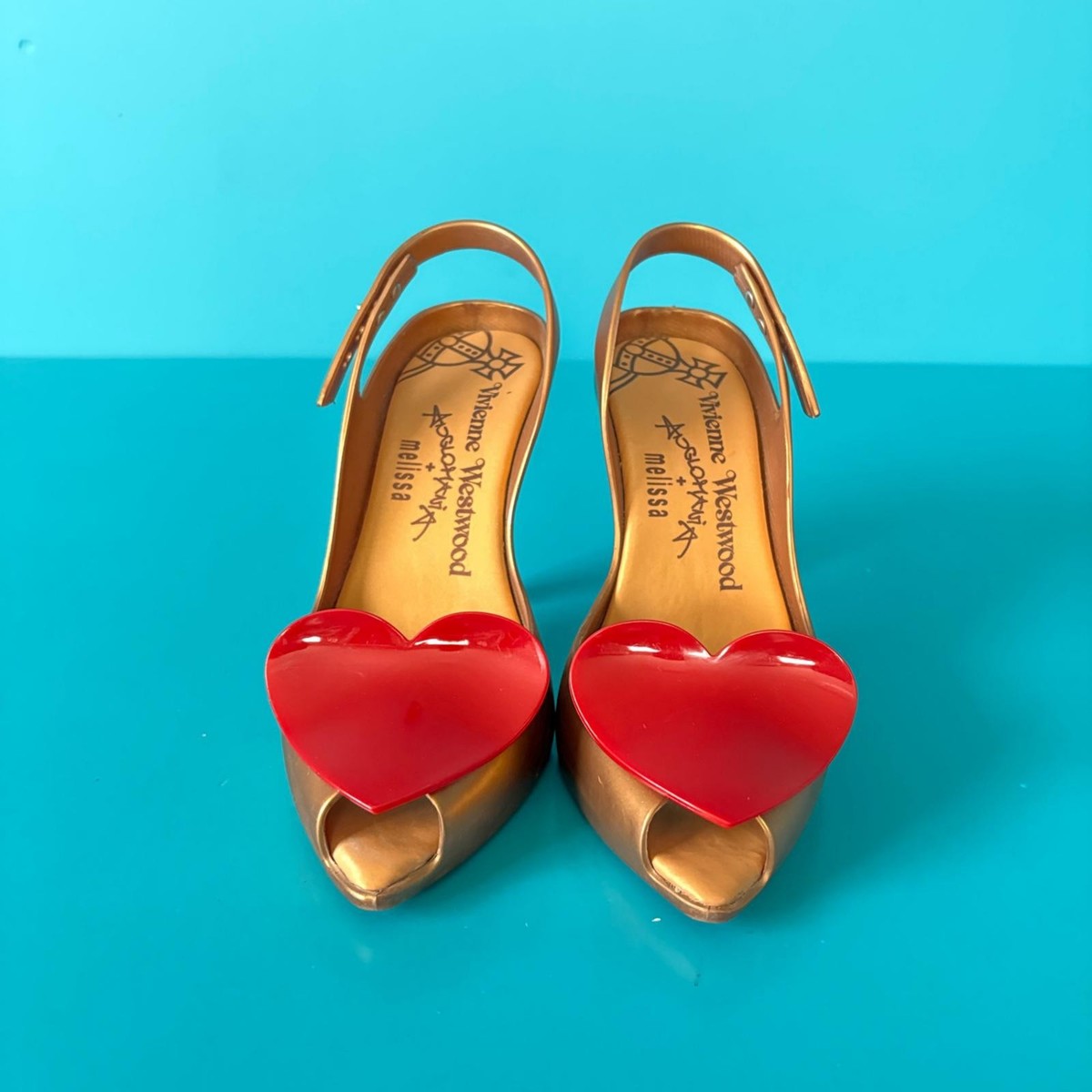 Vivienne Westwood Melissa Anglomania Lady Dragon Heart Heels Gold