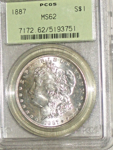 1887-P Morgan Silver Dollar $1 90% Silver PCGS MS62 BU/UNC Nice Coin