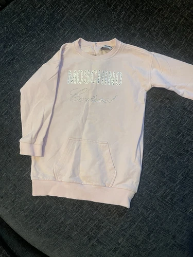 Vestito Maglione Moschino Bambina Rosa Età 2 Logo Paillettes