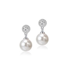Elegant Imitation Diamond Pearl Drop Earrings Bride Bridesmiad Dangle Pearl Earr