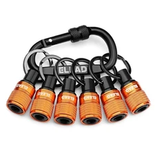 6-Piece Bit Holder Key Chain, 1/4 Inch Orange Hex Shank Bit Holders, Quick Re...