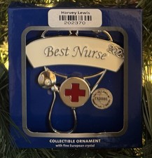 2025 Harvey Lewis  Best Nurse  Medical Hospital Christmas Ornament w Crystals