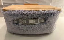UGG Polar Lap Desk Gray Blue Faux Fur Bamboo Laptop Tablet Phone Holder