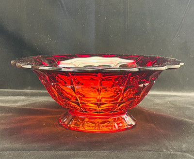 Vintage Tiara Constellation Indiana Art Glass Sunset Amberina Centerpiece Bowl