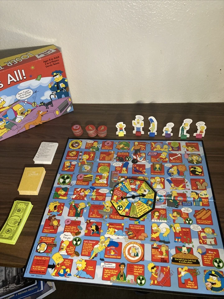 The Simpsons Loser Takes All Party Game COMPLETO RoseArt 2001 Homer Bart Marge - Imagem 2 de 4