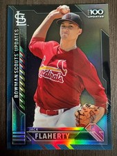 2016 Bowman Chrome Jack Flaherty Scout's Top 100 Updates Blue Refractor /150