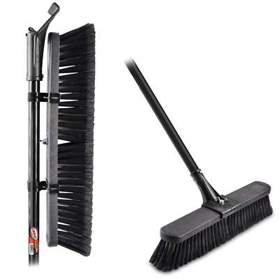 Libman Push Broom 18'' Multi Surface Black/Red Steel Handle,  All Purpose