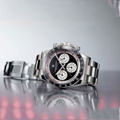 Silver and Black Chronograph Watch with Sporty Design Caravelle Men main image 3