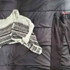 girl 7/8 black jeggings and cardigan sweater