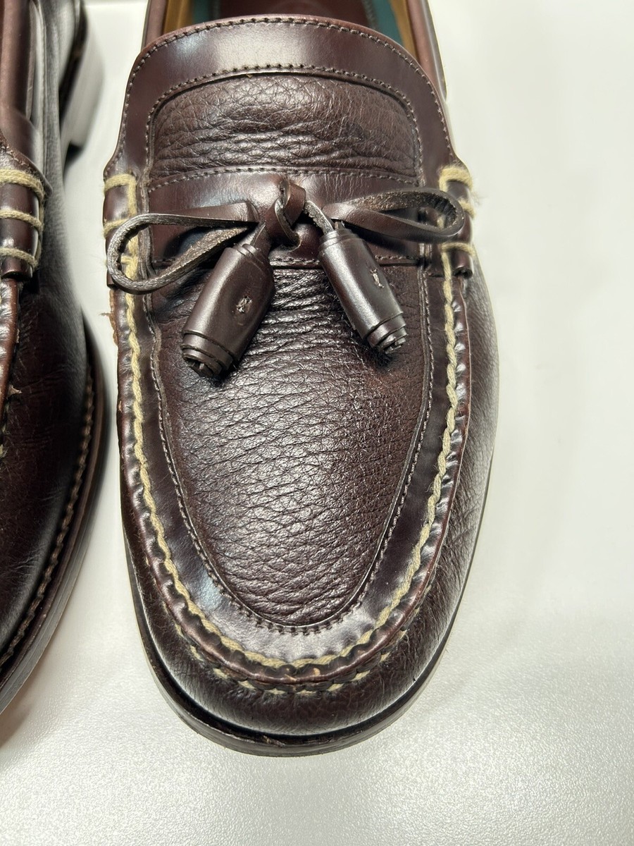 H.S. Trask Size 10.5 Cobbler Handstitched Brown Bison Leather Men’s Mocs Loafers HS Trask Shoes Mens 11.5 N Brown Bison Leather Oxford Loafer  main image 2