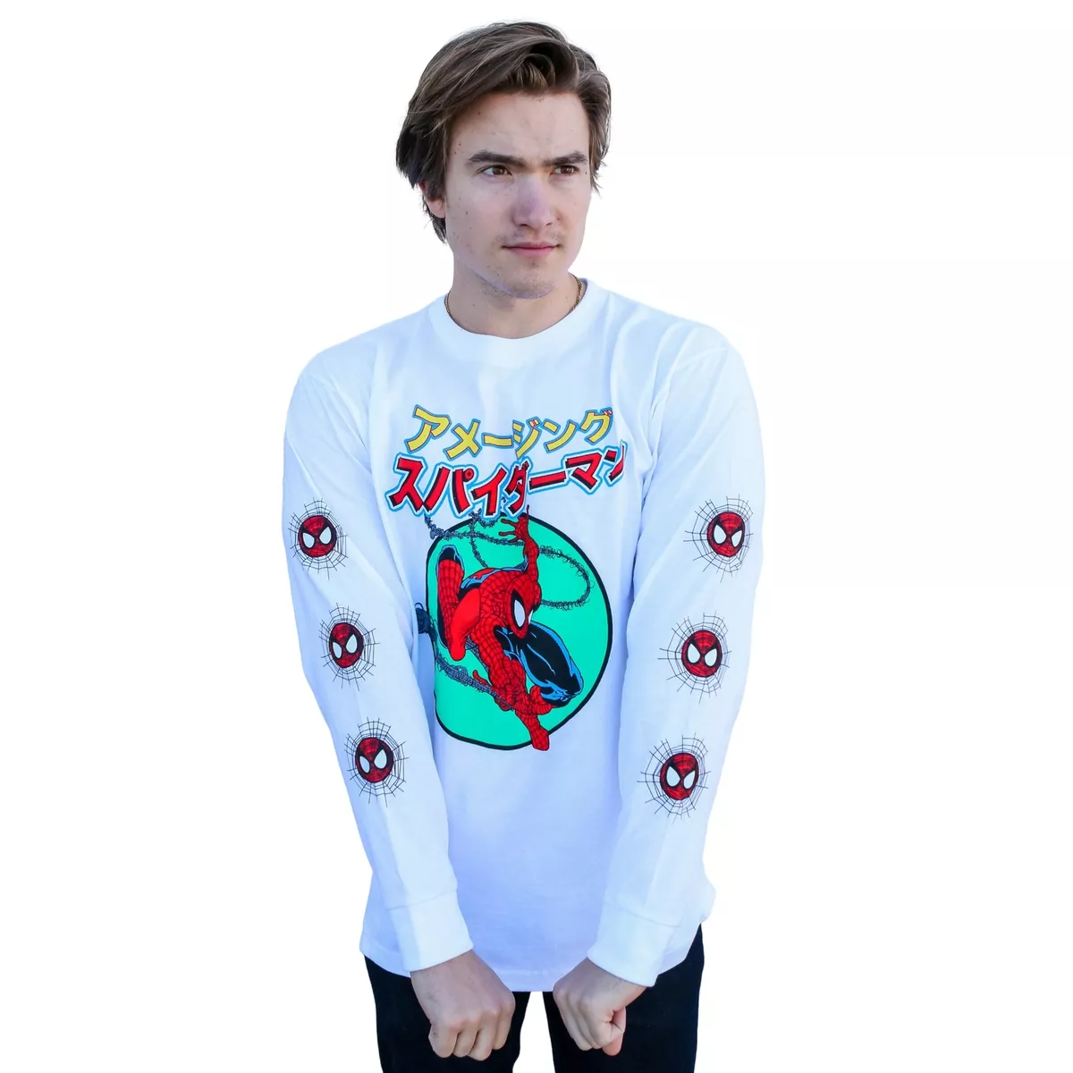 Spider-Man 90's Kanji Marvel Comics Adult Long Sleeve T-Shirt