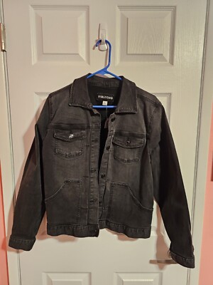 NWT Maurices Black Jean Jacket Size LARGE stretchy