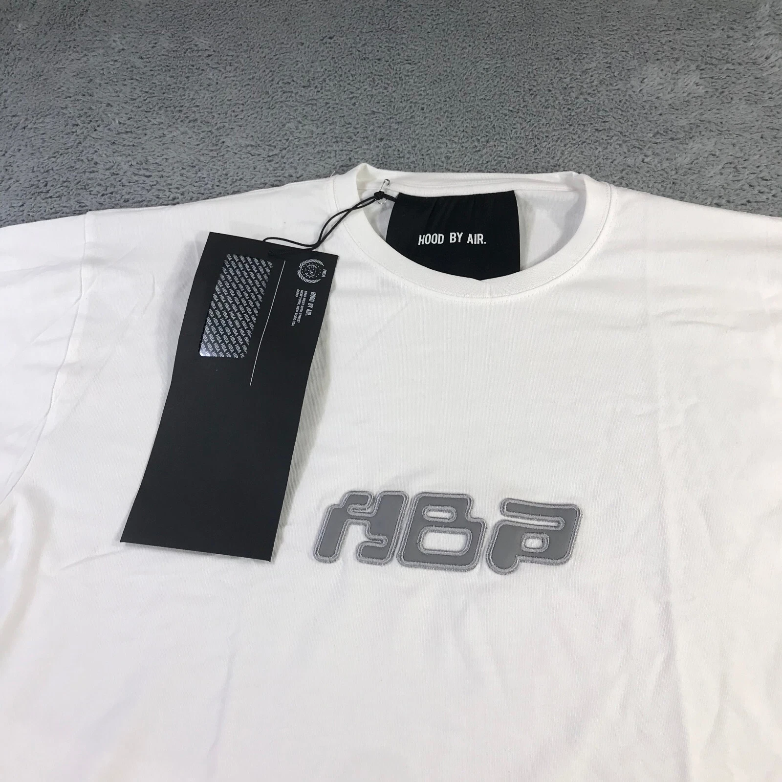 HBA (HOOD BY AIR) Hood By Air Shirt Uomo Medium M HBA Bianco Grigio Screensaver Preppy Tee a324323