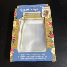 Evriholder Mason Jar Reusable Snack Bags 4 Small 3 Medium 3Large