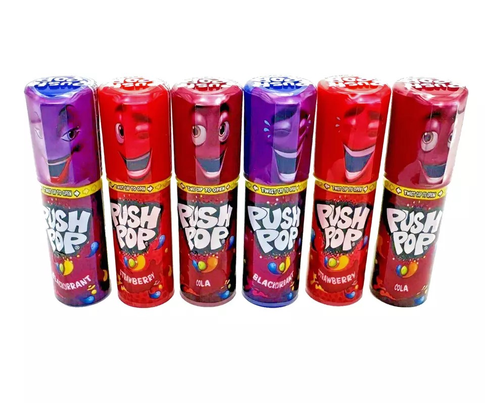 Bazooka Push Pop Lollipops Strawberry Cola Blackcurrant 15g Party