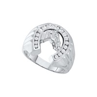 10k White Gold 0.25ctw Elegant Channel Set Diamond Mens Horse Shoe Fashion Ring on sale 10k White Gold 0.25ctw Elegant Channel Set Diamond Mens Horse Shoe Fashion Ring on sale