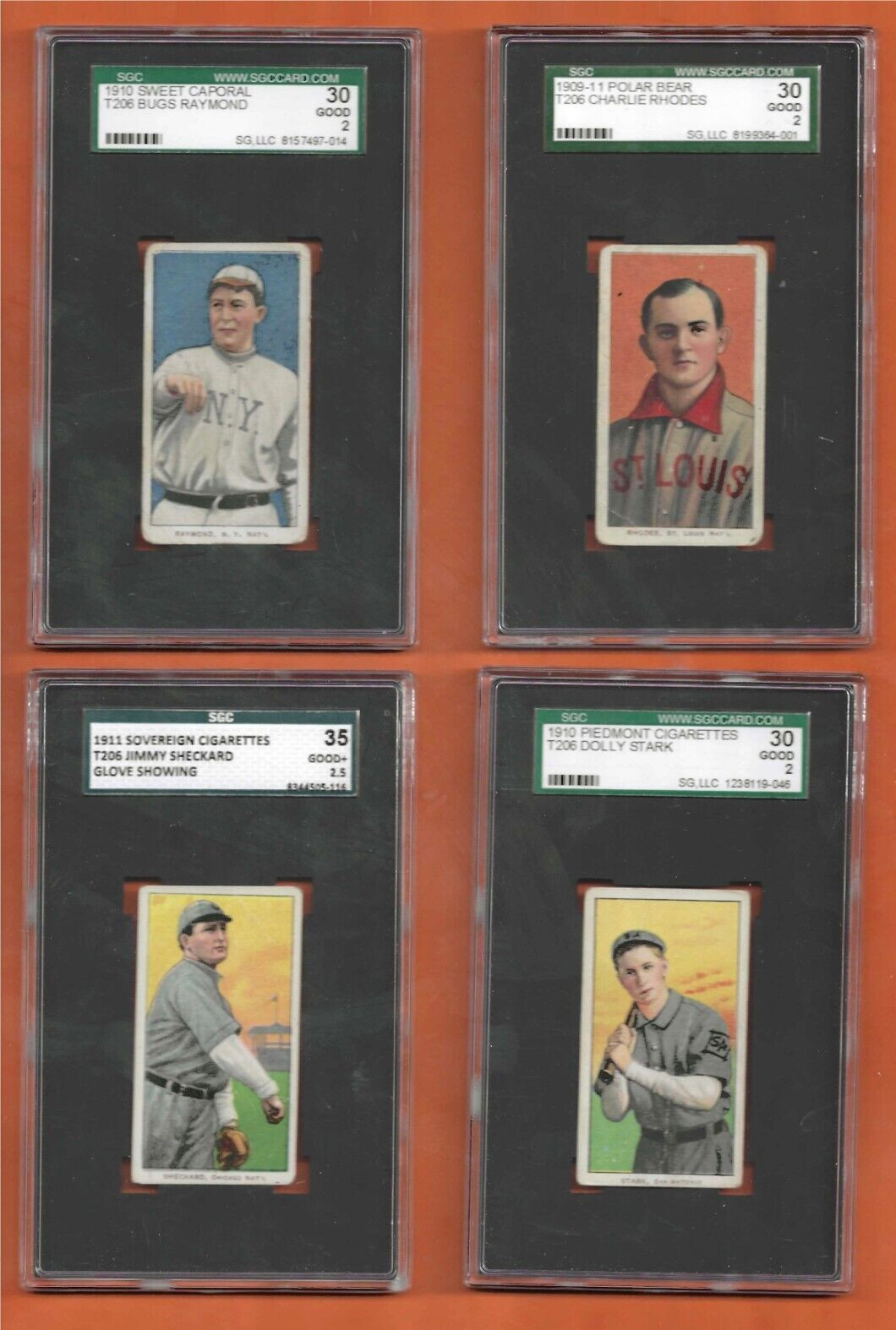 1911 Sovereign Cigarettes T206 Jimmy Sheckard Glove Showing - Graded SGC 35 2.5