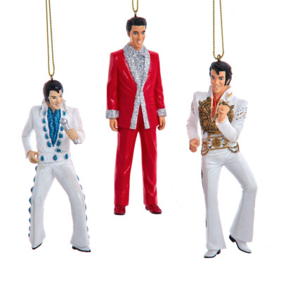 Decorazione Natalizia Kurt Adler - Elvis Presley In Tuta Araba Con Microfono - Ornamento In Resina 13 Cm
