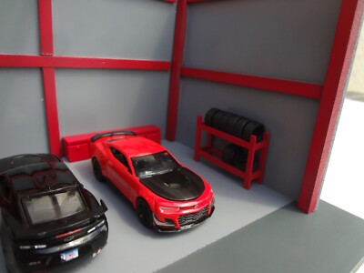 ☆ 1/64 Garage 1:64 scale Mechanic Garage Diorama Gray & Red cars are not