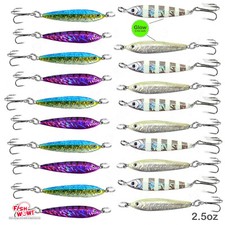 20pcs 4-color Fish WOW!® 2.5oz Mega Metal Live Bait Jigs luna Lures Treble Hook