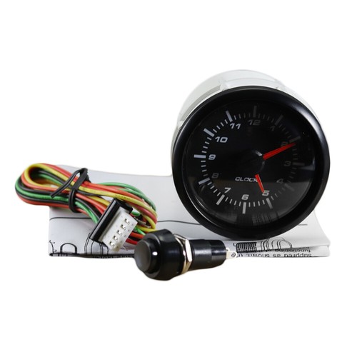 MGS 52mm 2-1/16" Electrical Clock Gauge 12 Hour Format White LED Black Bezel - Picture 7 of 7