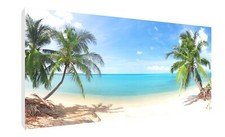 Panoramic tropical beach with coconcanvas wall art Wood Framed Ready to Hang XXL