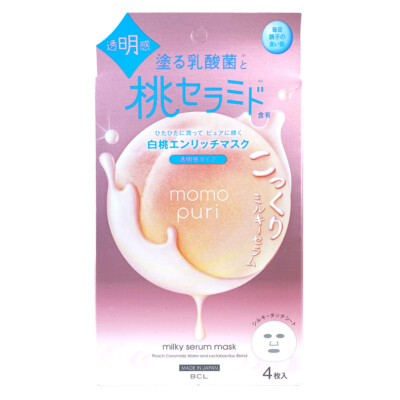 BCL MOMO PURI Milky Serum Enrich Facial Mask 4 Sheets JAPAN