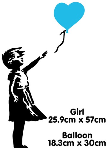 BANKSY GIRL WITH BALLOON LOVE IS IN BIN heart shape Vinyl wall art sticker decal - Picture 7 of 15