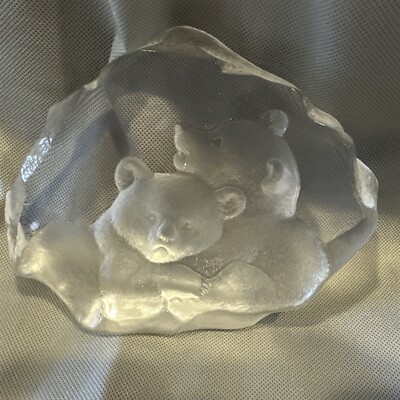 Sweden Mats Jonasson Crystal Bear Cubs Signed Free Shipping | eBay