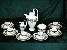Meissen Kaffeeservice  6 Personen Weinlaub Service Weiss Original Grün Schwan