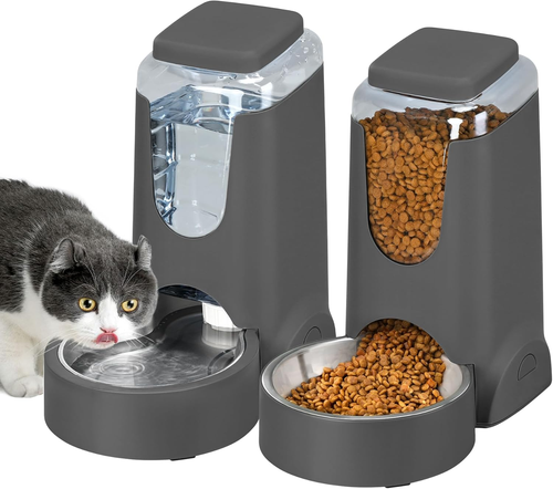 2 Pack Automatic Cat Feeder and Stainless Steel Water Dispenser, Gravity Dog Wat - Picture 11 of 12