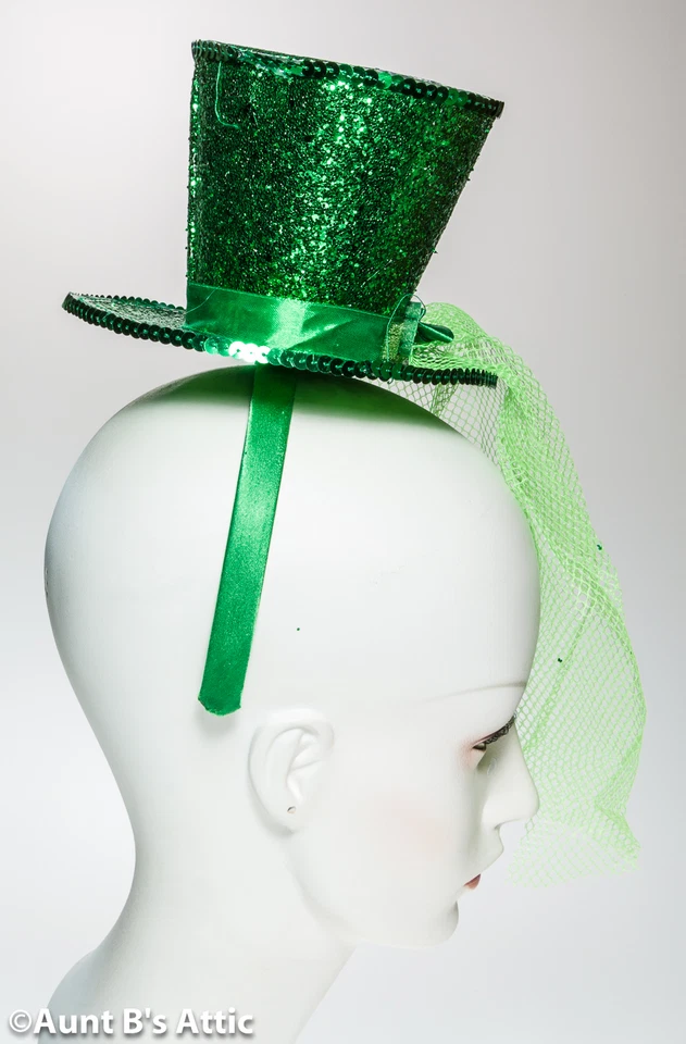 Sombrero de copa Mini Gr Brillo Sombrero de copa con diadema Día de San Patricio/Sombrero de Navidad  Foto 2 de 4