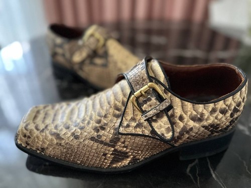 J.M. Weston Python Snake Skin Leather Buckle Shoes Size 42 Made In France - Picture 3 of 23
