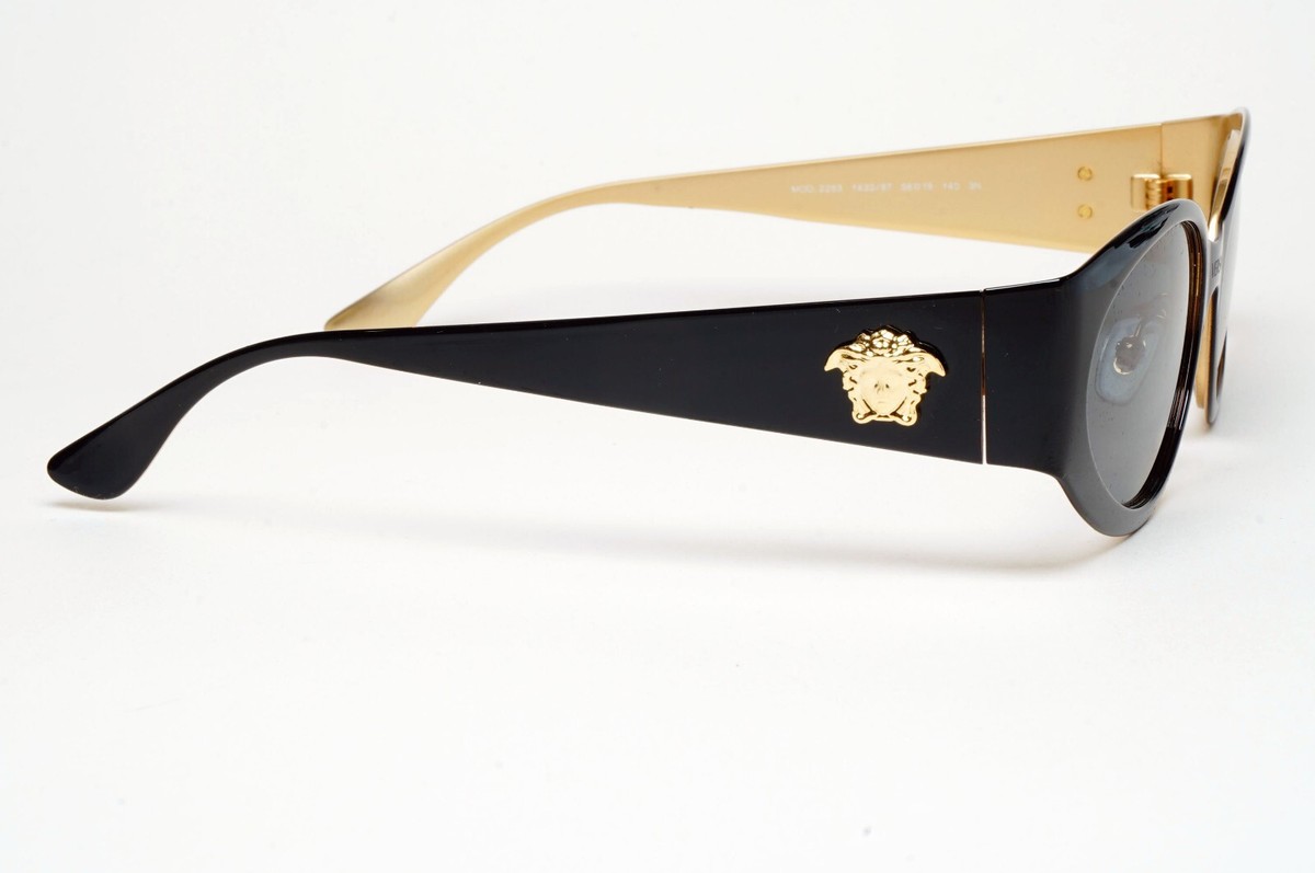 Versace Sunglasses Black Oval Gold La Medusa MOD VE 2263  display picture 2