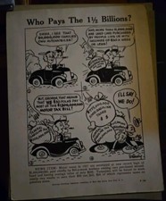 Vintage 1937 Cartoon Against Motor Vehicle Gasoline Taxes - American Petroleum