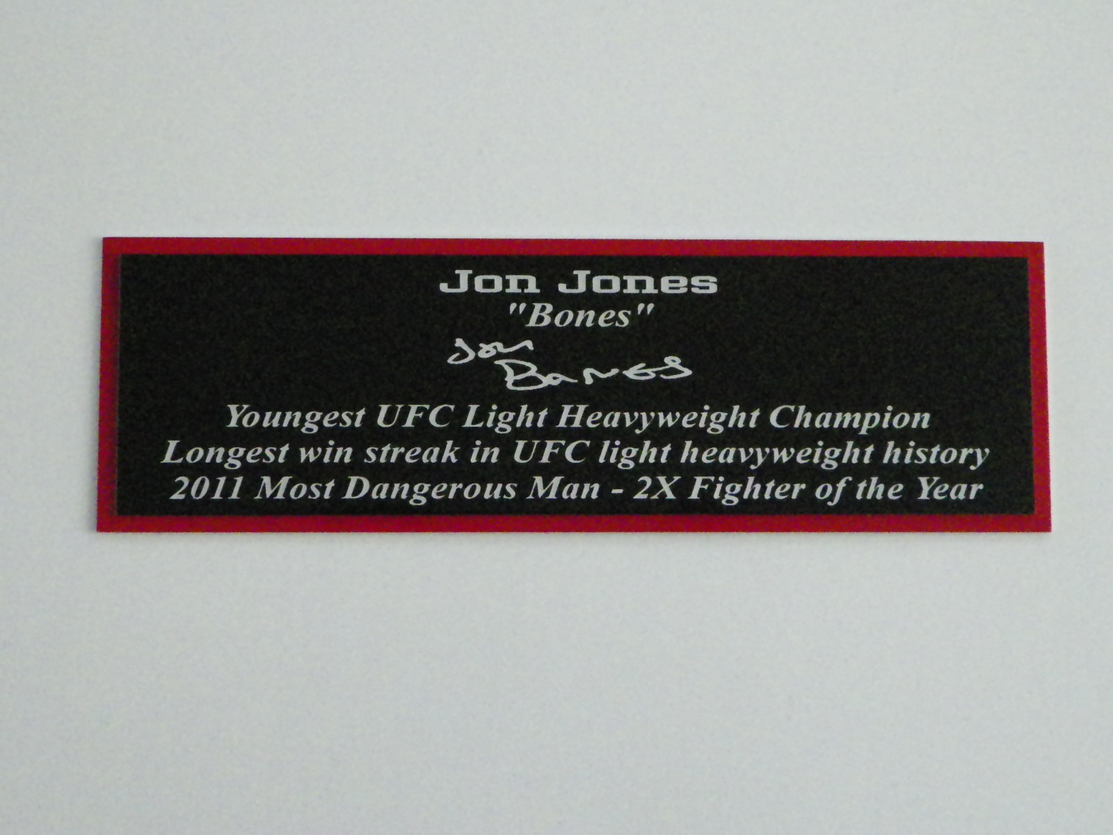 Jon Bones Jones Autograph Nameplate UFC MMA Auto Jersey Ball Photo Glove UPDATED