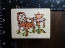 HOLLY POND HILL A QUIET SPOT Book Tea Rabbit Rubber Stamp by UPTOWN RUBBER