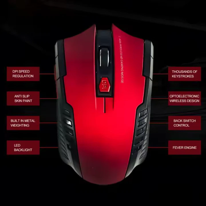 2.4G Wireless Mouse USB Receiver 6 Buttons Professional Optical Wireless (New) - Image 2 of 4