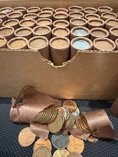 Brown wheat penny roll lincoln cent unsearched mixed dates mint marks sale lot