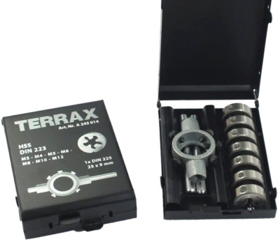 Ruko- Terrax HSS Schneideisen Gewindeschneider Satz M3 bis M12 mit Halter