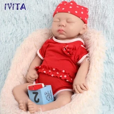 IVITA 18'' Handmade Eyes Closed Silicone Reborn Doll Baby Girl Toy Gift 3200g