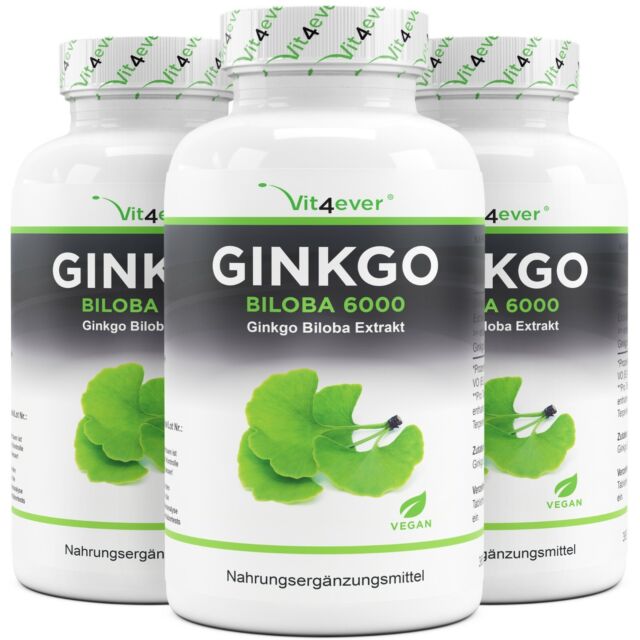3x Ginkgo Biloba 6000mg = 1095 Tablets (Vegan) High Dose - Ginko Gingko-